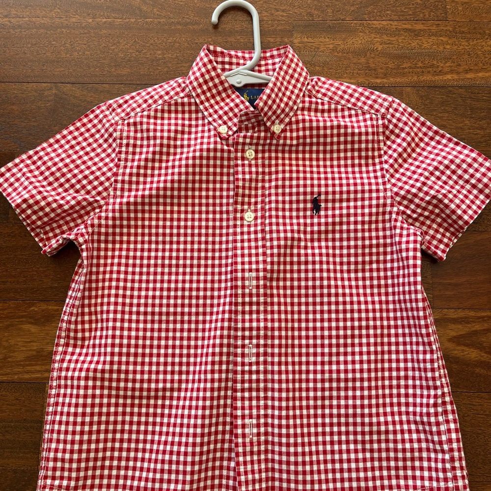 Ralph Lauren Red and White Checkered Men's Shirt